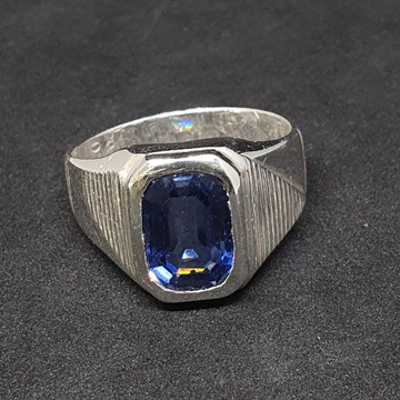 Silver Blue Sapphire Stone Ring by 