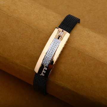 Mens 18K Spring Rose Gold Daily Wear Leather Brace...