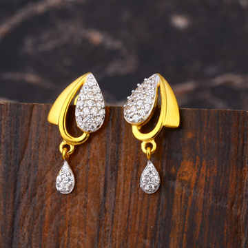 916 CZ Women's Delicate Hallmark Gold Earring LFE6...
