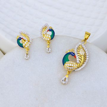 peacock shaped fancy design pendant set by 