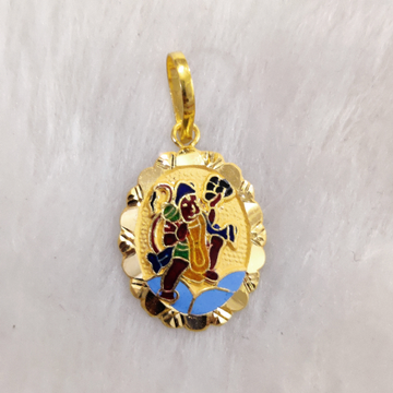 916 Gold Gent's Hanumanji Minakari Pendant