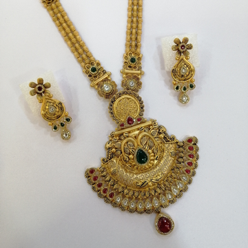 916 Gold Fancy Antique Jadtar Swaroxy Diamond Long... by 