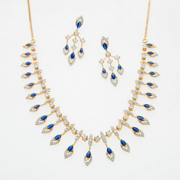 14KT Diamond Colourful Stone Necklace Set