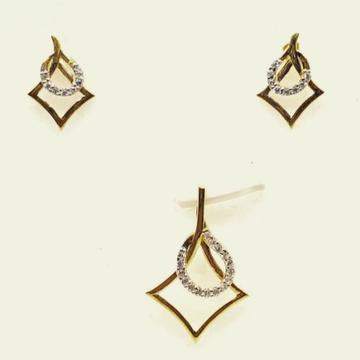 916 Gold Hallmark CZ Diamond Pendant Set by 