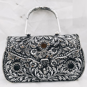 925 pure silver ladies purse with handle in fine n... by 