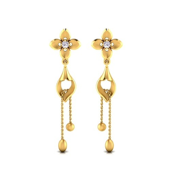 22KT Gold CZ Flower Design Earring For Women SO-E0... by S. O. Gold Private Limited