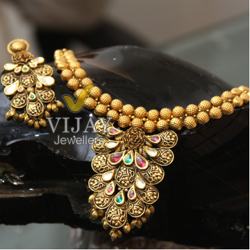 22KT Gold Designer Beaded Necklace Set by 