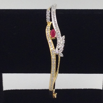 White And Red CZ Openable Kada Bracelet JBG0044