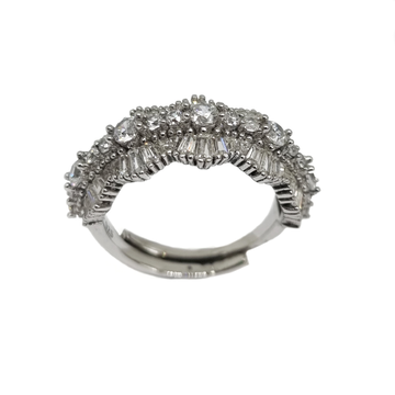 925 Sterling Silver Adjustable Diamond Ring MGA -...