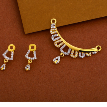 916 Gold  Mangalsutra Women's Delicate Pendant Set...
