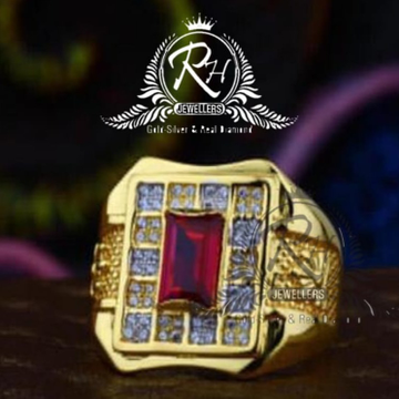 22 carat gold square red stone gents rings RH-GR84...
