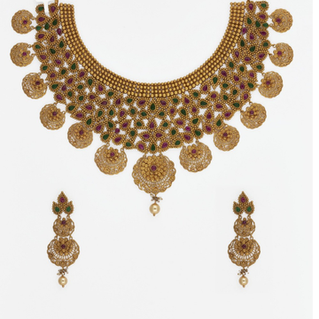 916 Gold Jadtar Necklace Set SJ-4569 by 