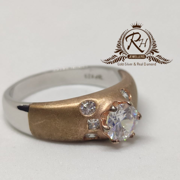 92.5 silver Rose single stone daimond gents ring R...
