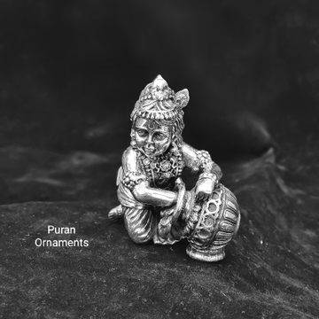 Pure silver laddu gopal in high finished antique d...
