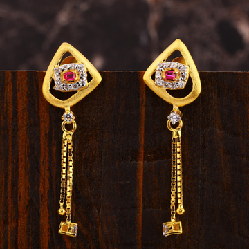 916 Gold CZ Women's Designer Hallmark Earring LFE5...