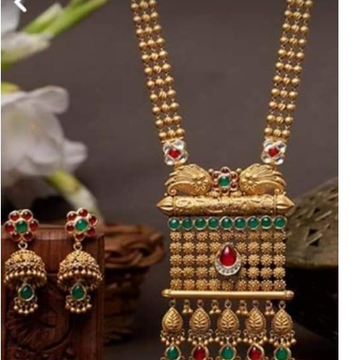 Gold antique bridal necklace set by Vipul R Soni