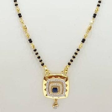 22k gold CZ Square Sapphire Mangalsutra by Panna Jewellers