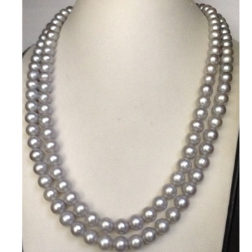 Freshwater Round Grey Pearls Necklace 2 Layers JPM0041