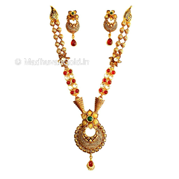 22k gold antique long necklace with earrings