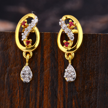 22CT Gold CZ Ladies Classic Diamond Earring LFE591