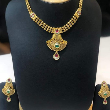 916 Gold Wedding Wear Necklace Set For Ladies by 