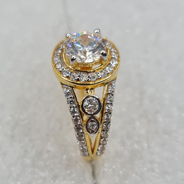 Half-Bezel Scattered Diamond Facet Band - size 6.5 - 14k Yellow Gold |  Lorien Powers Studio Jewelry