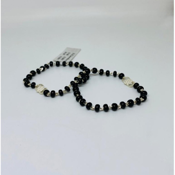 silver kids black beads bracelet