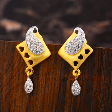 916 Gold CZ Ladies Classic Diamond Earring LFE487