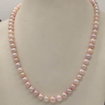 Freshwater pink round graded pearls single layer mala jpm0330