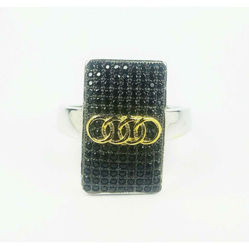Fancy 925 silver gents ring with black stones audi