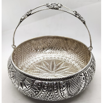 puran pure silver handicrafted fruit n flower bask... by 