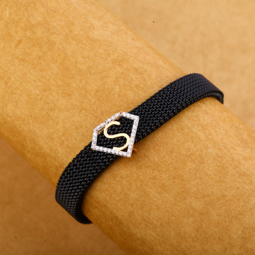750 Rose Gold Cz Classic Hallmark Leather Bracelet...