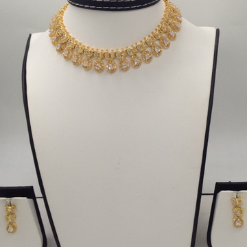 White cz stones necklace set jnc0038