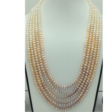 Multicoloured Shaded Flat Pearls 5 Layers Necklace JPM0364