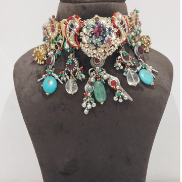 Designer nakhra chokar necklace with vintage motif...