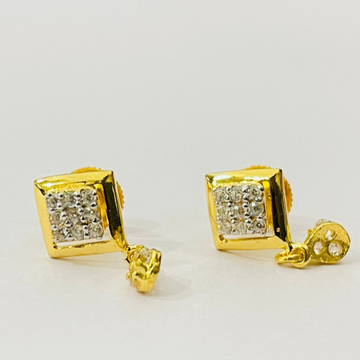 Yellow Gold Modern Design Earrings by 