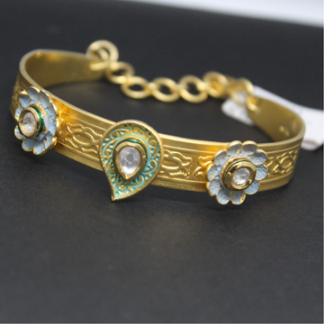 925 sterling silver goldenn colour kada bracelet f... by 