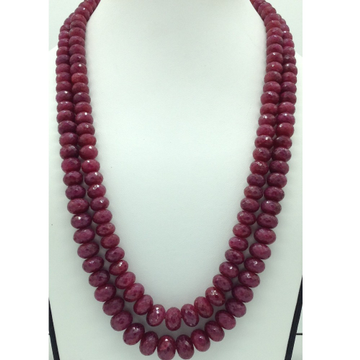 Natural Red Ruby Round Faceted 2 Layers Necklace JSR0129