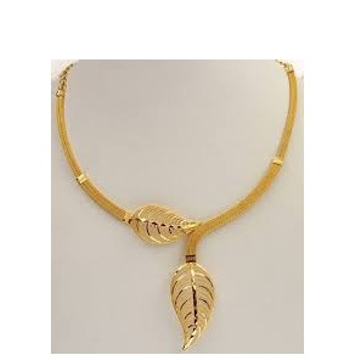 916 Gold CZ Leaf Design Necklace by Shreeji Jewellers
