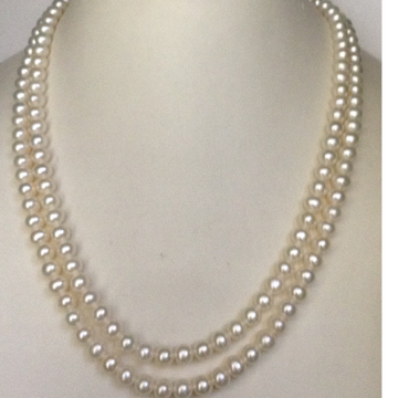 White Round Pearls Necklace 2 Layers JPM0034