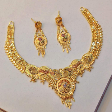 22 carat gold traditional ladies necklace set RH-N...