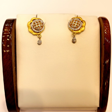 22k gold ladies cz diamond earrings by Shree Godavari Gold Palace