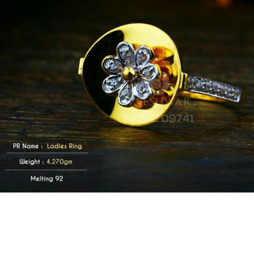 Flower Design Gold Cz Ladies Ring LRG -0312