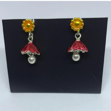 925 silver Yellow Color enamel zumki earrings by Veer Jewels