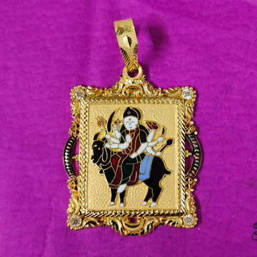 916 Gold Gents Pendant Meladi Ma Minakari by Saurabh Aricutting