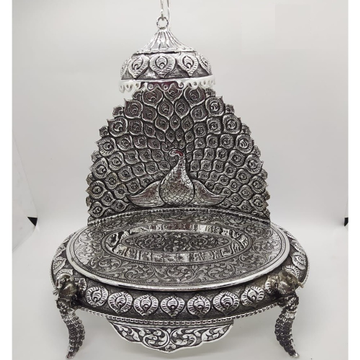 92.5 pure silver solid antique singhasan in mayur... by 