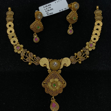 gold unique design necklace set by 