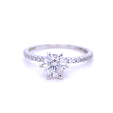 18k white gold brilliant solitaire diamond ring wi...