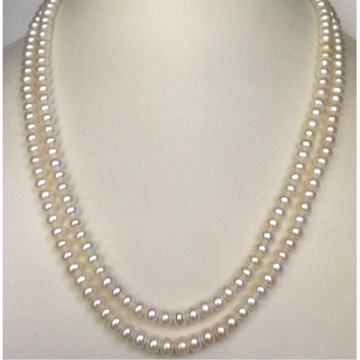 Freshwater White Flat Pearls Necklace 2 Layers JPM0091
