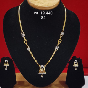 916 gold flower petals design Necklace set by Panna Jewellers